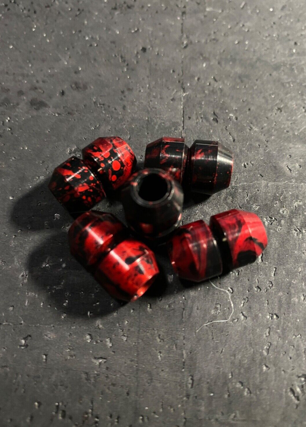 Paracord Knife EDC Tool Beads Aluminum Alloy Blood Red w/ Black Blood Splatter