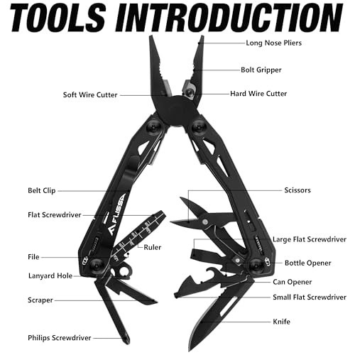 16-in-1 Stainless Steel Multi Tool – EDC Pocket Knife, Pliers, Belt Clip, Sheath