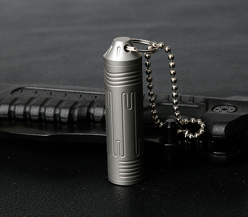 Hot Outdoor EDC TC4 Titanium Keychain Waterproof Box Sealed Medicine Bottle