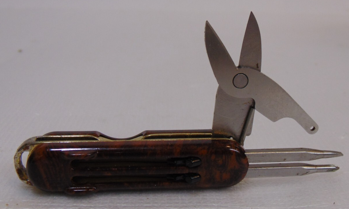 Gerber Fiskars Multitool Keychain Brown Rare Collectible Tweezers Vintage Old