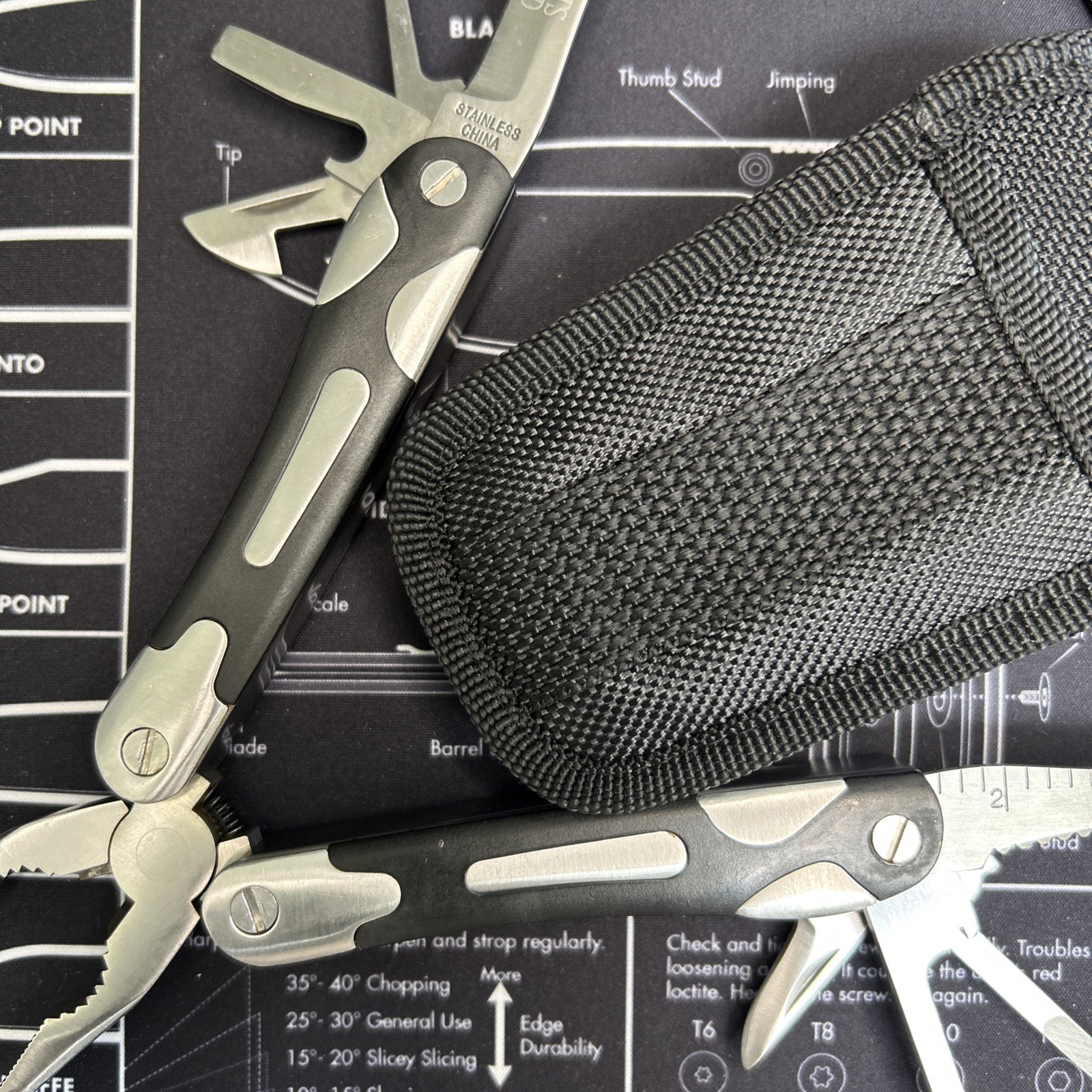 Multi Tool Pliers & Pocketknife Lot of 2 Stainless W/Sheat Camping EDC VGUC