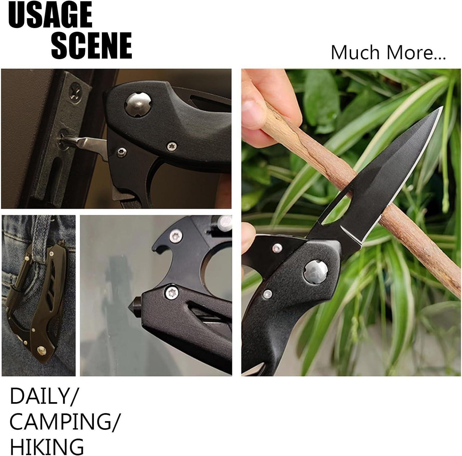Multitool Carabiner + Pocket Knife Bottle Opener and Screwdriver Survival Gear
