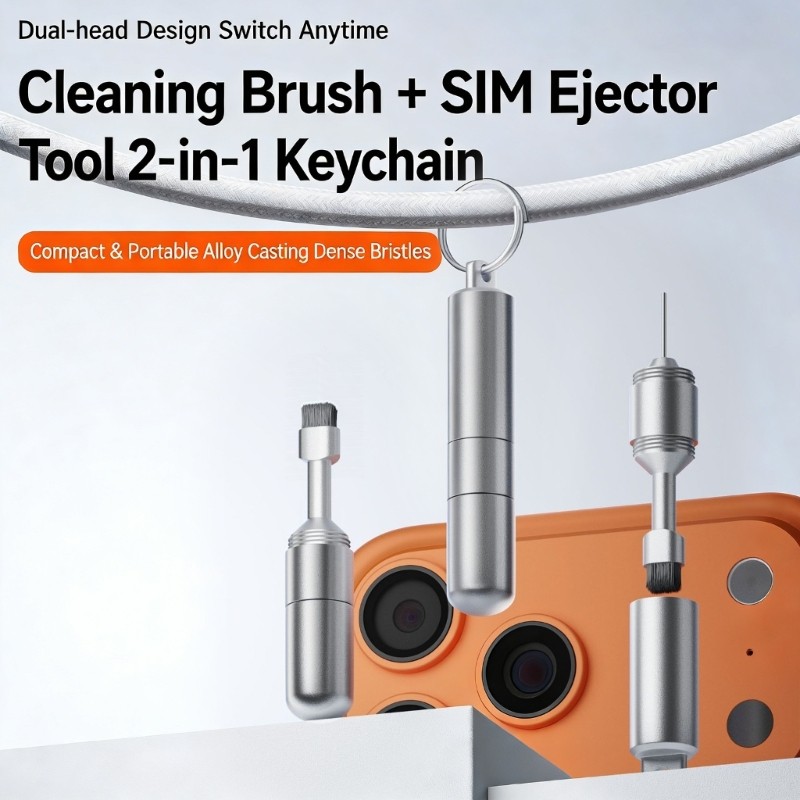 Portable Multifunction Aluminum Keychains Cleaning Brush and Card Removal Tool