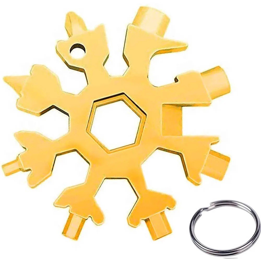 18-in-1 Snowflake Multi-Tool Carbon Steel Pocket Keychain Screwdriver Wrench