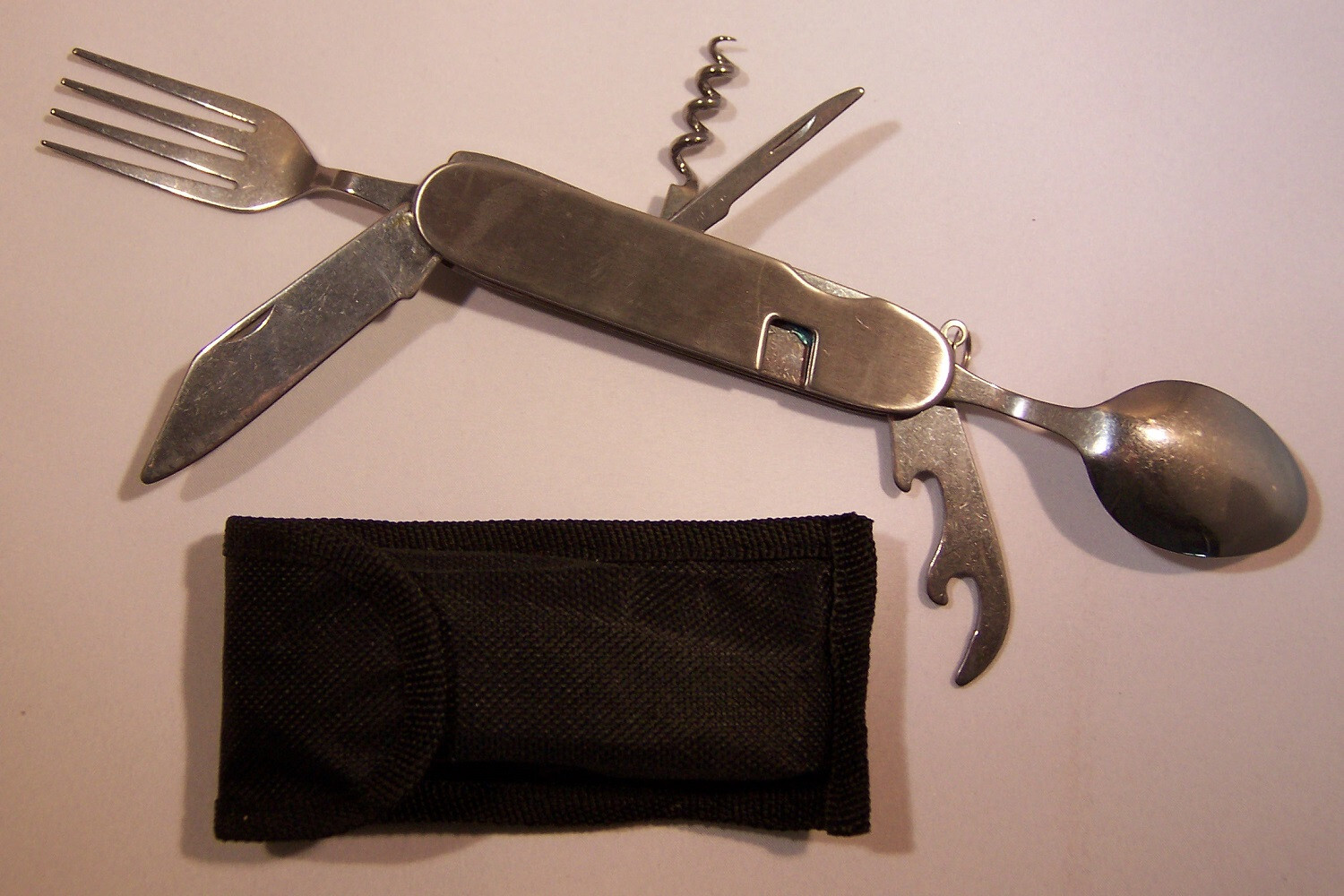 MULTI-FUNCTIONAL SURVIVAL HOBO POCKET KNIFE W/ SHEATH STAINLESS 7pc CAMP TOOL