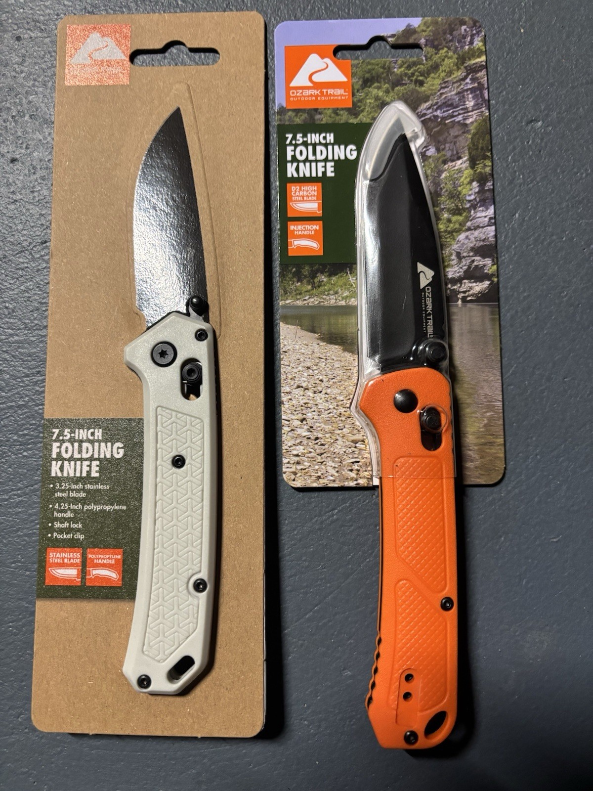 2 OZARK TRAIL 7.5” Folding Knives D2 Camping Hiking Fishing
