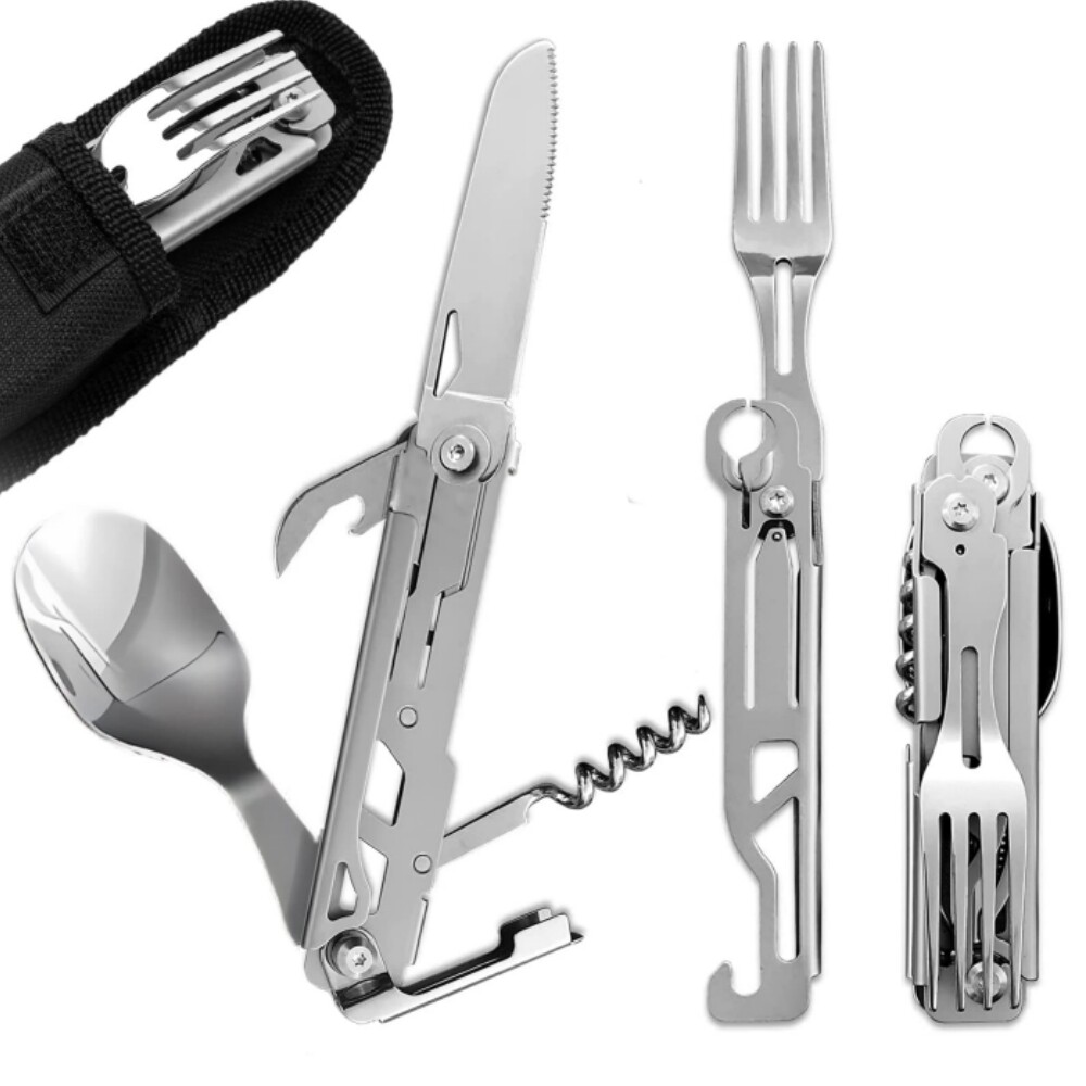 5 in 1 Reusable Spork Spoon Camping Bottle Opener Utensil Camping Silverware