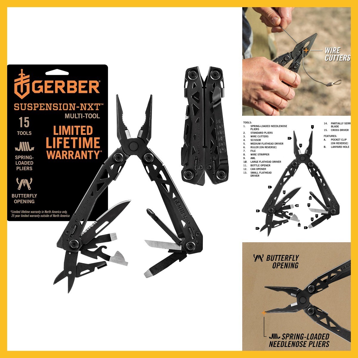 Gerber Gear Suspension-NXT EDC Multitool 15-in-1 Pocket Knife, Needle Nose Plier