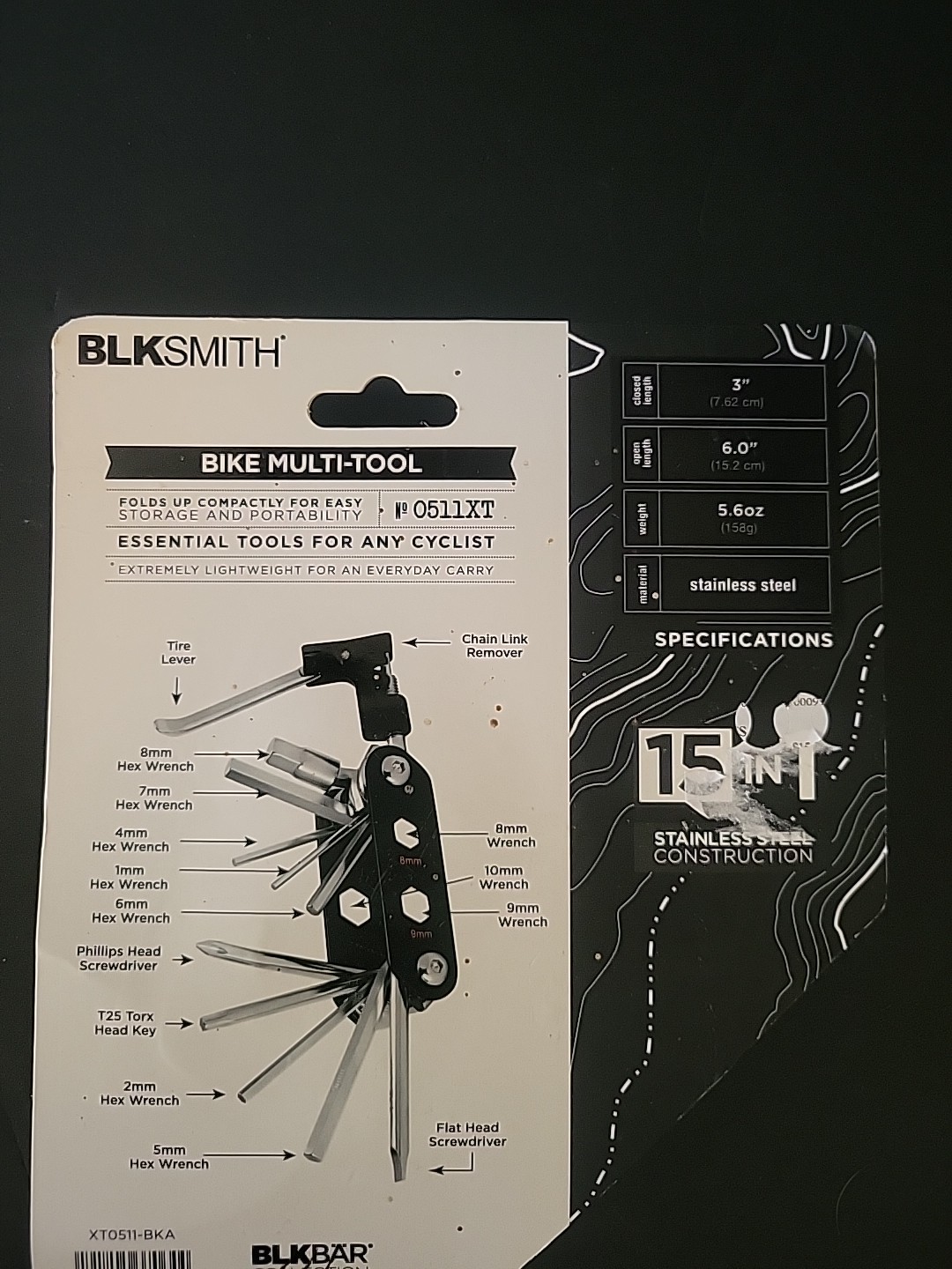 BlkSmith Bike Multi-Tool 15 in 1 Screw Wrench Cyclist Bicycle Portable Kit NEW