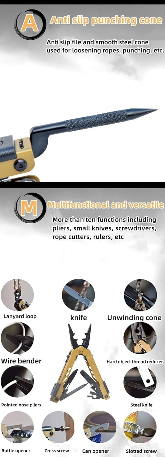 13-in-1 Folding Multi-Tool Pliers Knife Screwdrivers Wire Stripper EDC Camping