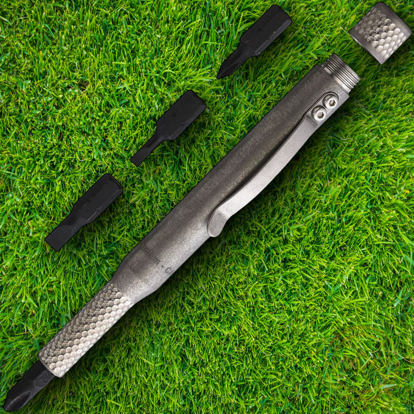 Maratac Titanium Pen Driver 4 Standard Bits Holds Extras Gnurling Pocket Clip