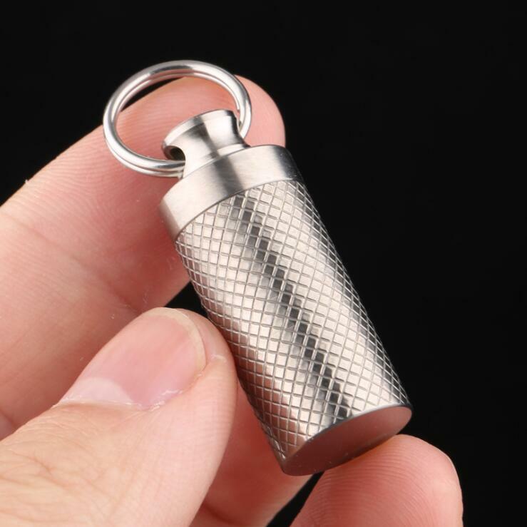 TC4 Titanium Portable Keychain Pill Capsula Case Outdoor Survival Tool F-14T EDC