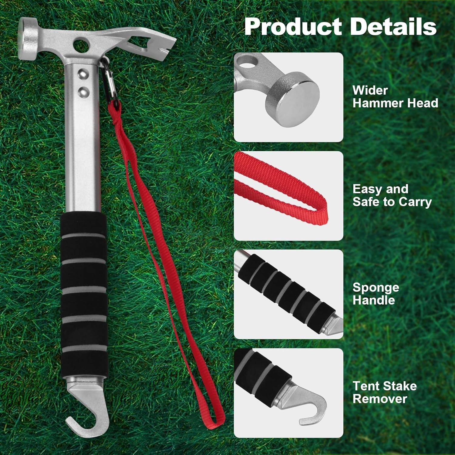 Durable Aluminum Tent Stake Hammer with Puller – Lightweight & Ergonomic Design