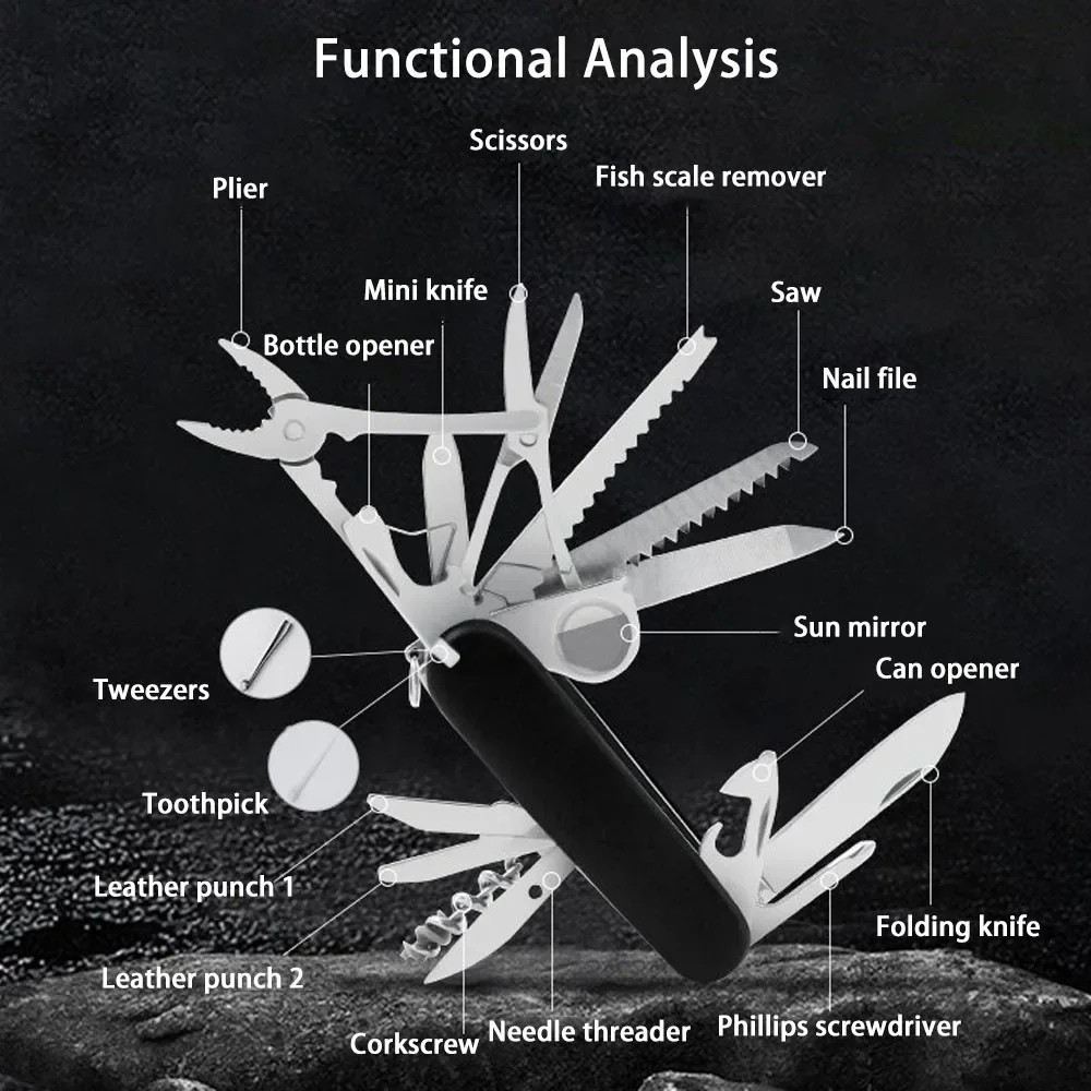30 in1 Outdoor Knife Multifunctional Stainless Steel Camping Pliers Hand Tool
