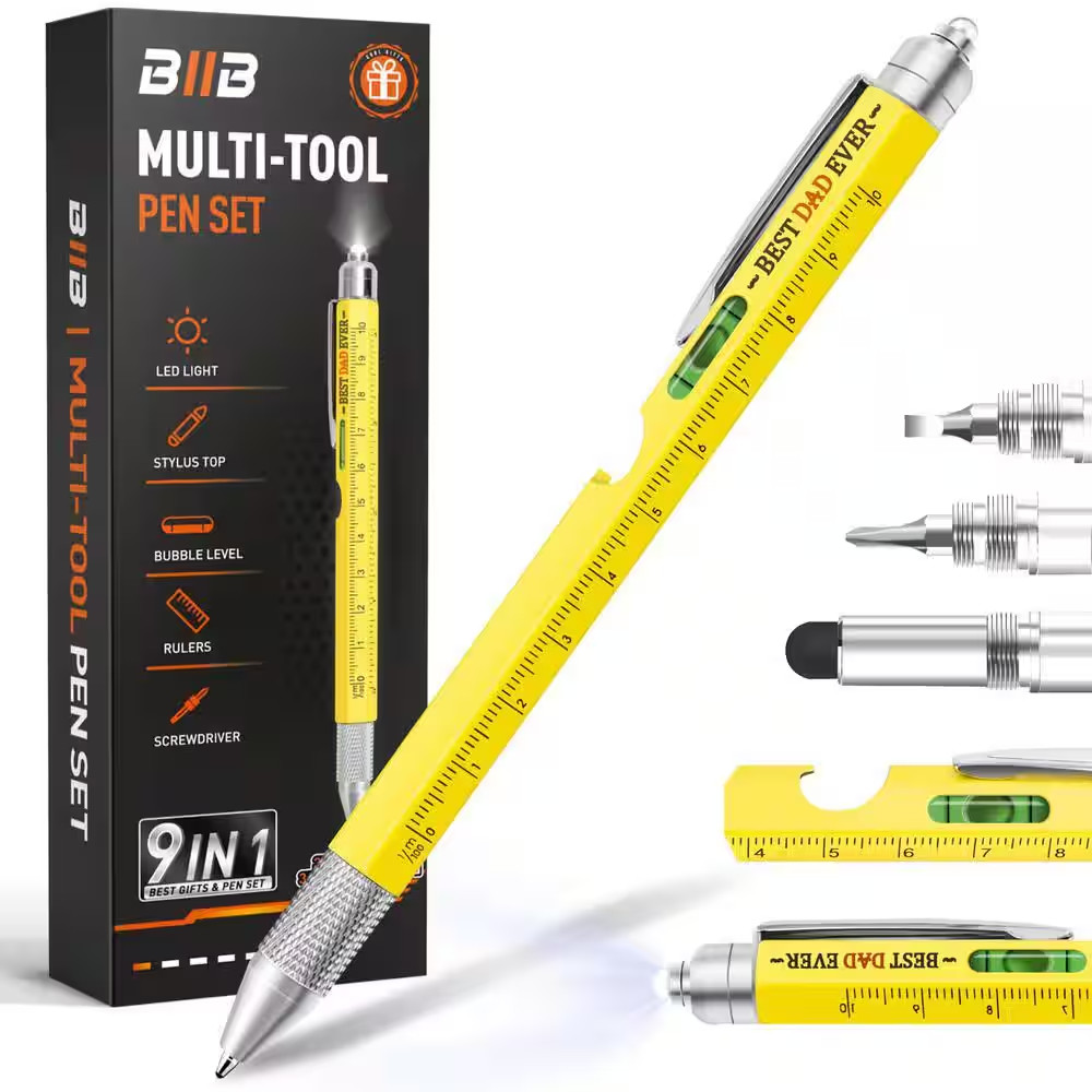 9-In-1 Yellow Multitool Pen Gifts for Dad, Mens Stocking Stuffers for Him, Dad G