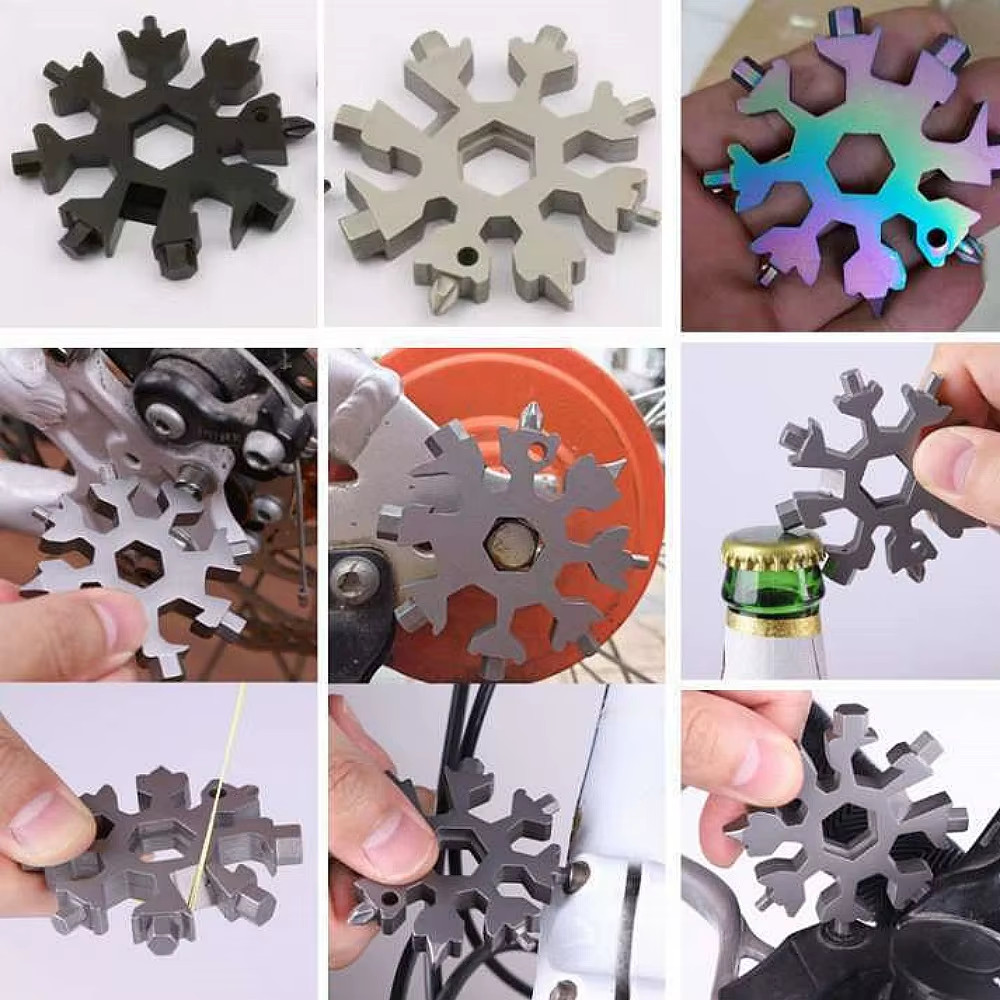 18-In-1 Stainless Snowflake Wrench Multi-Tool Popular Portable Steel Creative
