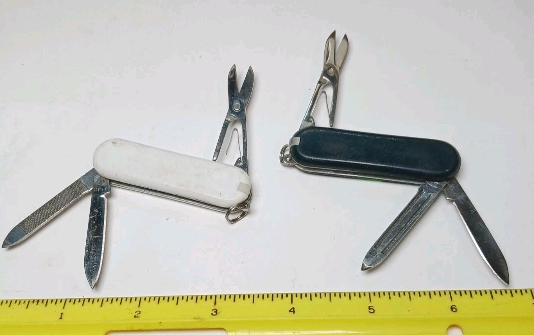 Lot of 2 Pocket Multi-Tools – Scissors Blade File Tweezers Toothpick – Keychain