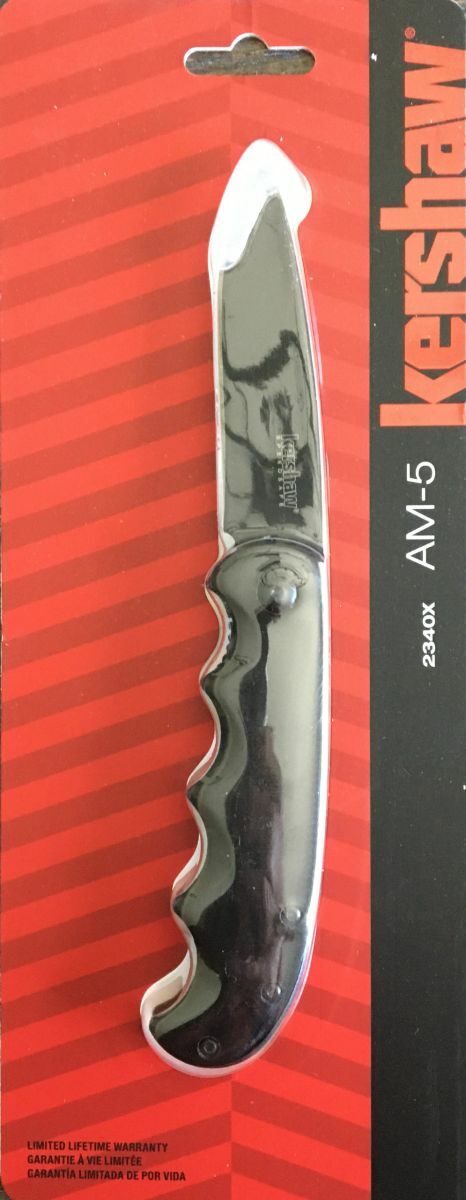 Kershaw AM-5 Black Assisted Folding Knife W/3.5″ Drop Point Blade Folder 2340X