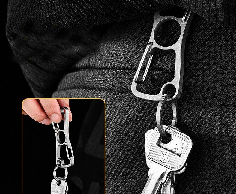 New Titanium Alloy Keychain Carabiner Bottle Opener Belt Fast Hanging Buckle EDC
