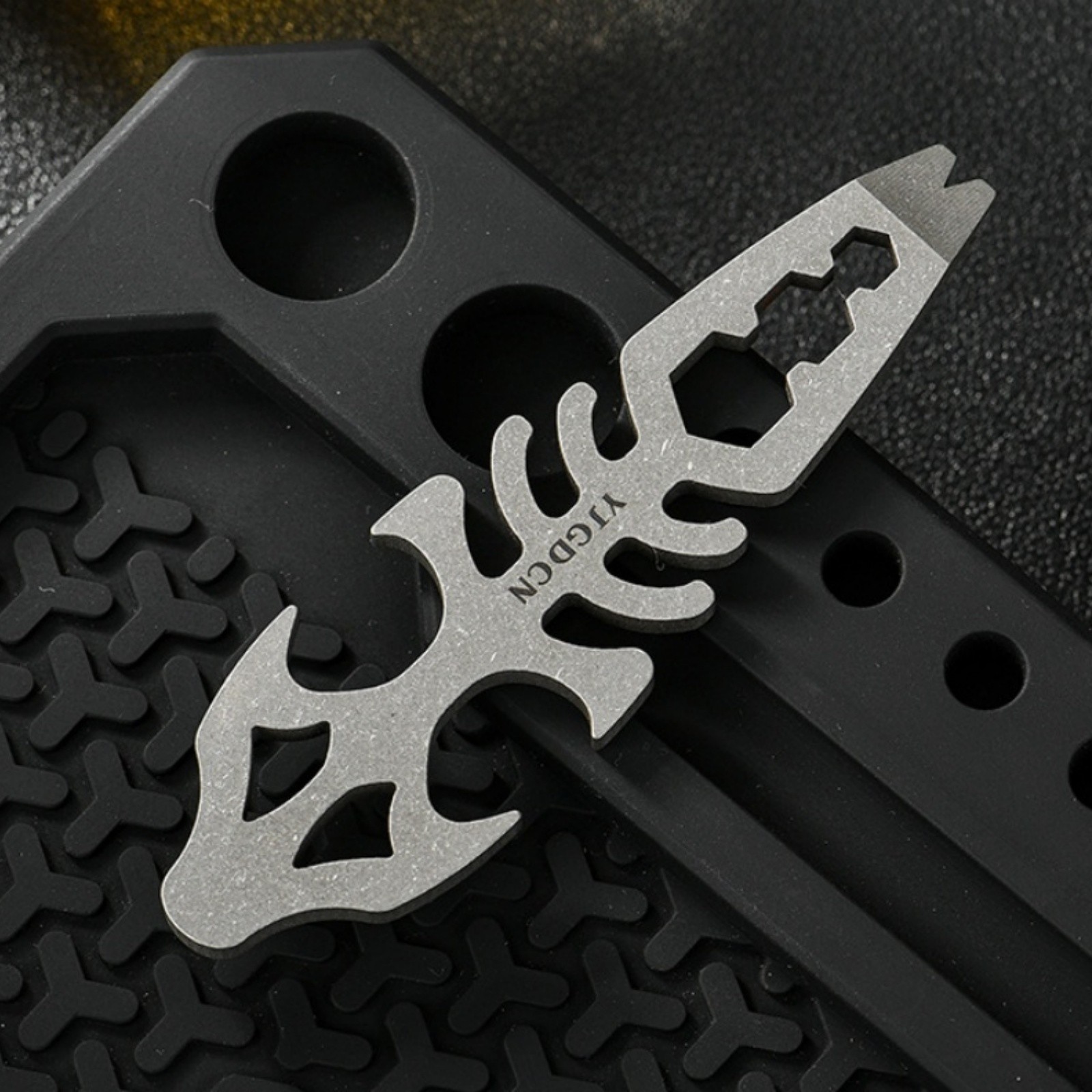 Titanium Alloy EDC Multi-Tool Fishbone Shape Bottle Opener Wrench Pry Bar