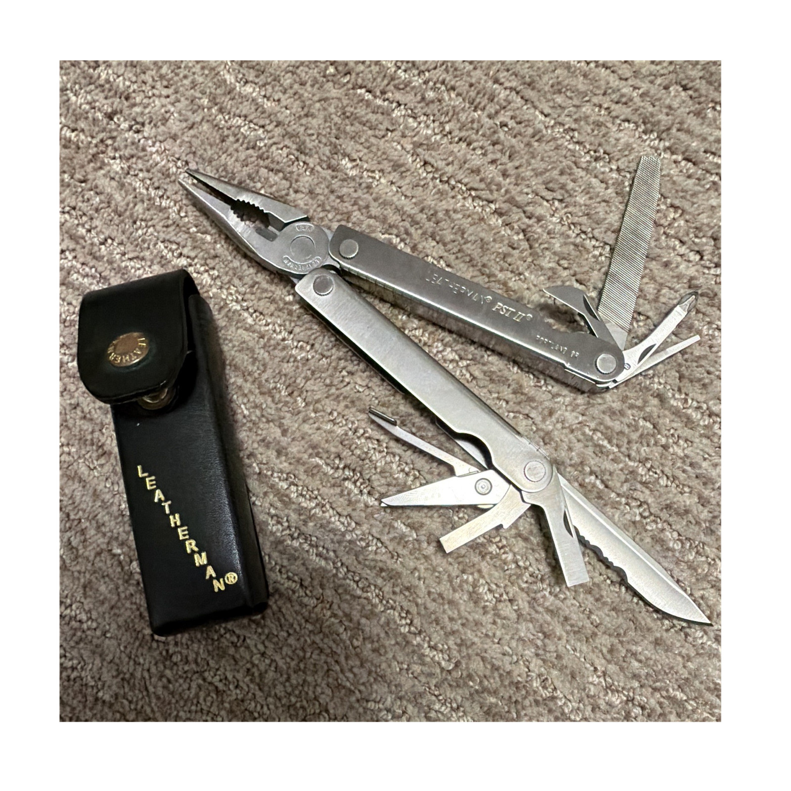 Leatherman PST II 9-Tool Stainless Multi-Tool Straight Edge, Sheath, 4in