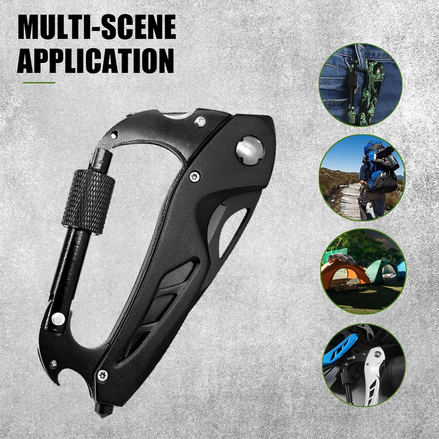 Multitool Carabiner + Pocket Knife Bottle Opener and Screwdriver Survival Gear
