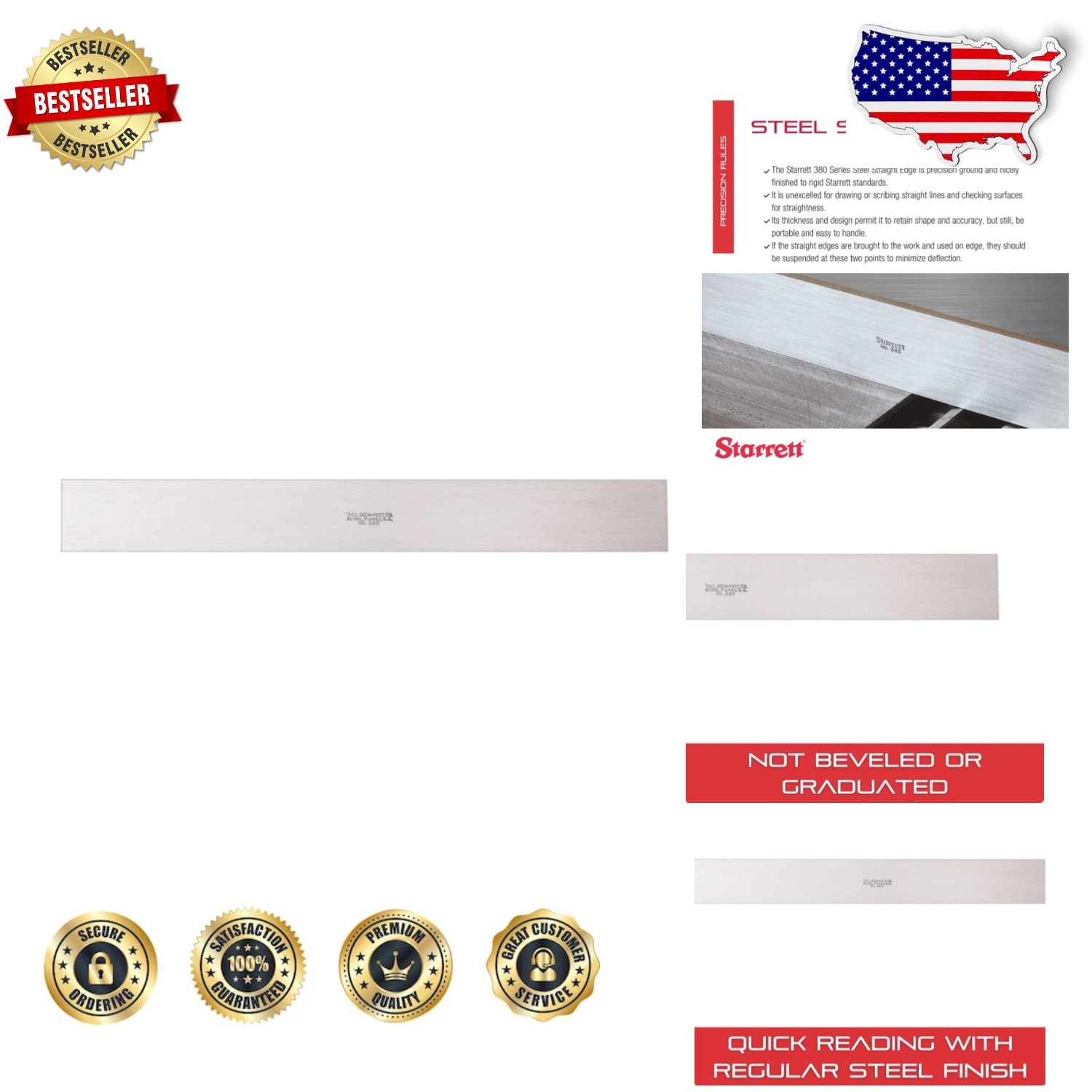 Accurate Alloy Steel Straight Edge 12″ – USA Crafted, Rigid Finish