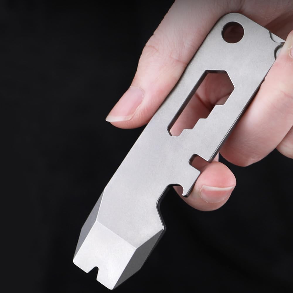Titanium Mini Pry Bar Keychain with Bottle Opener Portable Outdoor Multi Tool