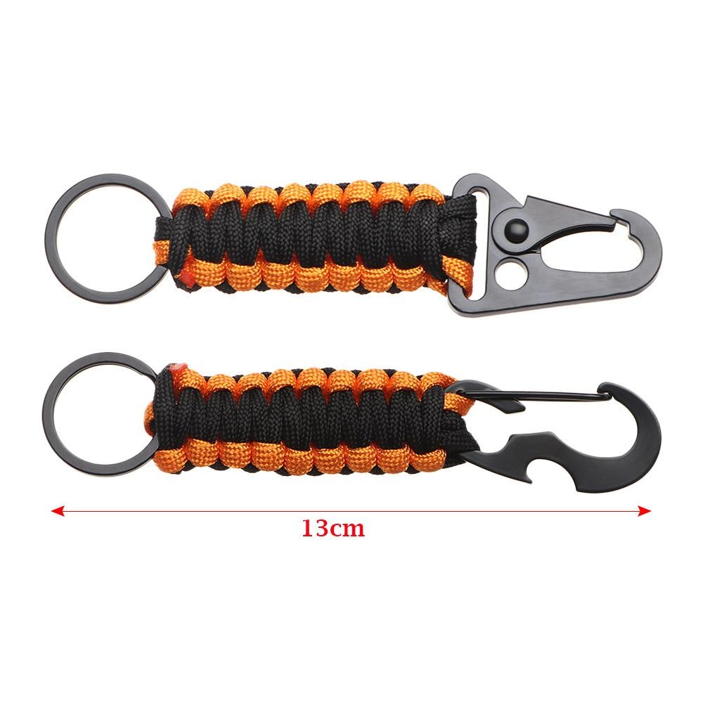 Outdoor Paracord Keychain Carabiner Survival Clip Camping Bottle Opener Tool