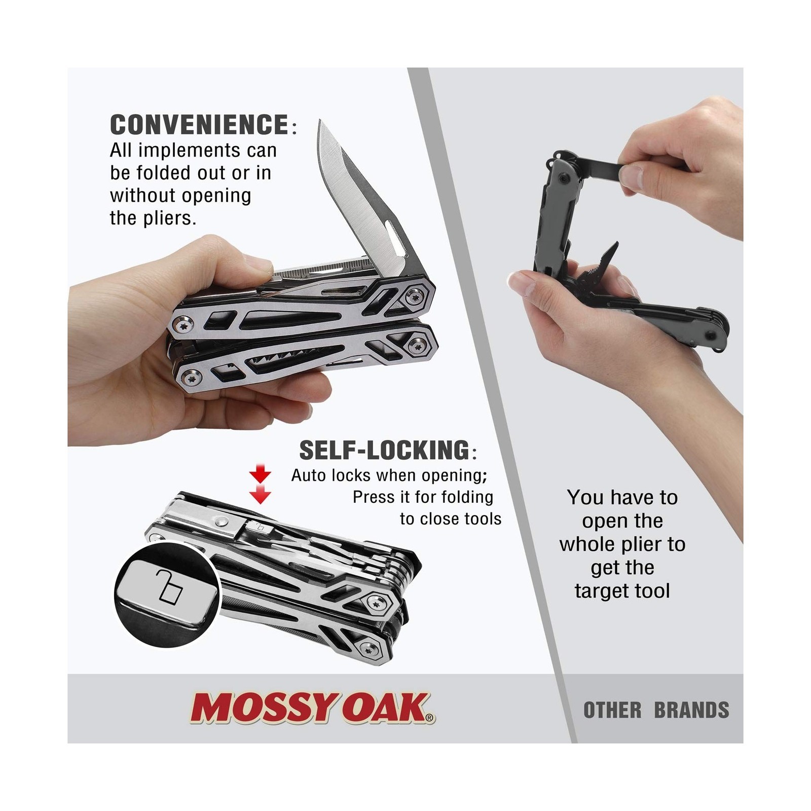 MOSSY OAK Multitool, 21-in-1 Stainless Steel Pocket Knife with Screwdriver Sl…