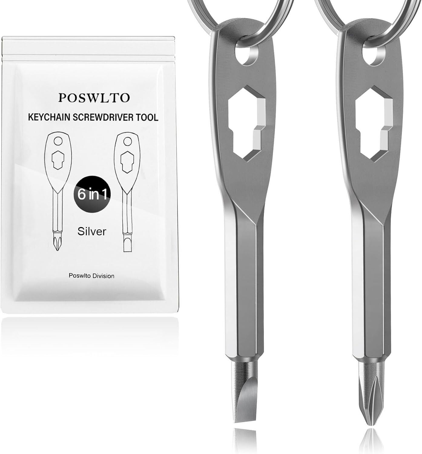 Keychain Screwdriver Tools, Stocking Stuffers for Men, 6-in-1 Screwdriver Bit