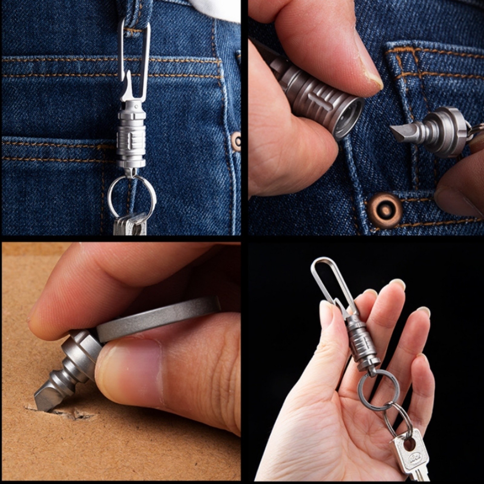 Titanium Alloy Quick Release Keychain Belt Clip Car Key Holder Ring EDC Durable