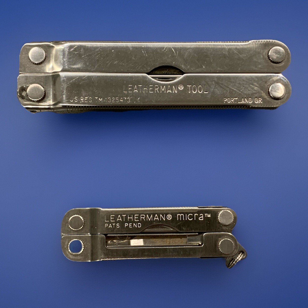 Vintage Original and Micra Leatherman Multi-Tool Set of Two (2) Stainless Steel