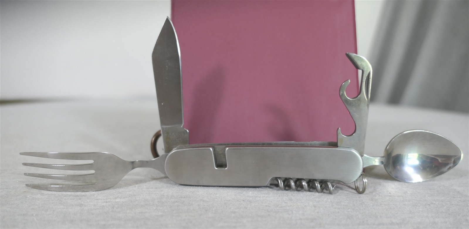 Winchester Steel Camping Utensil 5-in-1 Pocket Knife Fork Spoon Corkscrew Opener