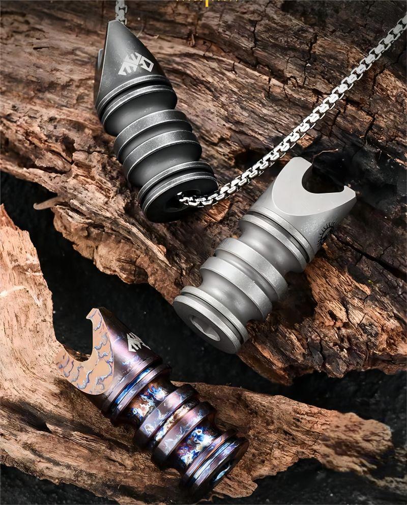Titanium Multi Tool Bottle Opener Paracord Pendant Knife Bead Wrench Outdoor EDC