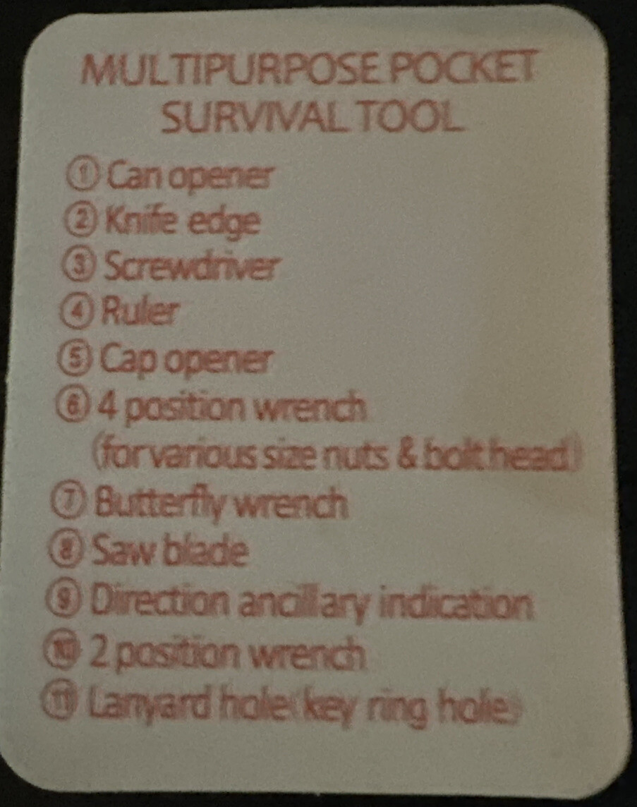 Multi-Purpose 11-in-1 Black Stainless Steel Pocket Survival Tool