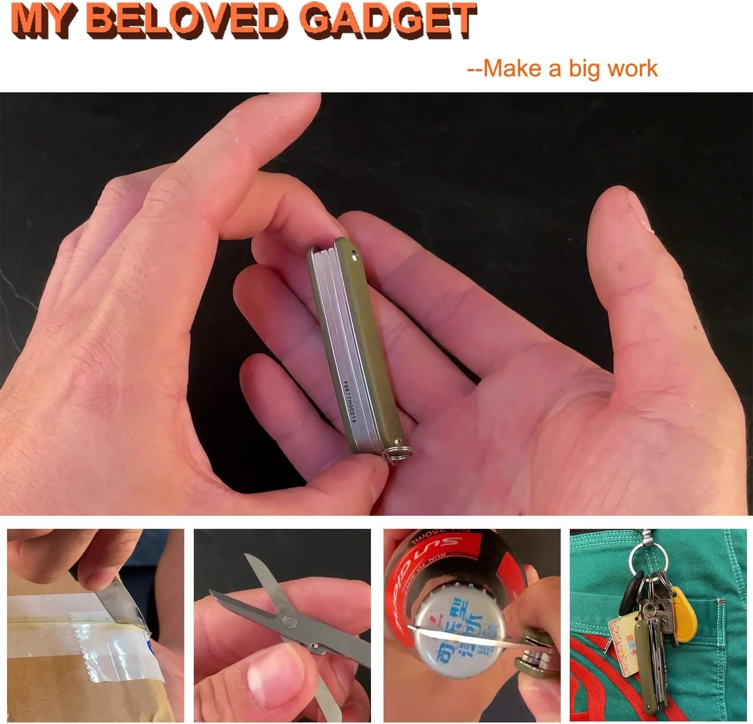 Portable Pocket Knife with 6 Functions Including Scissors and Screwdriver