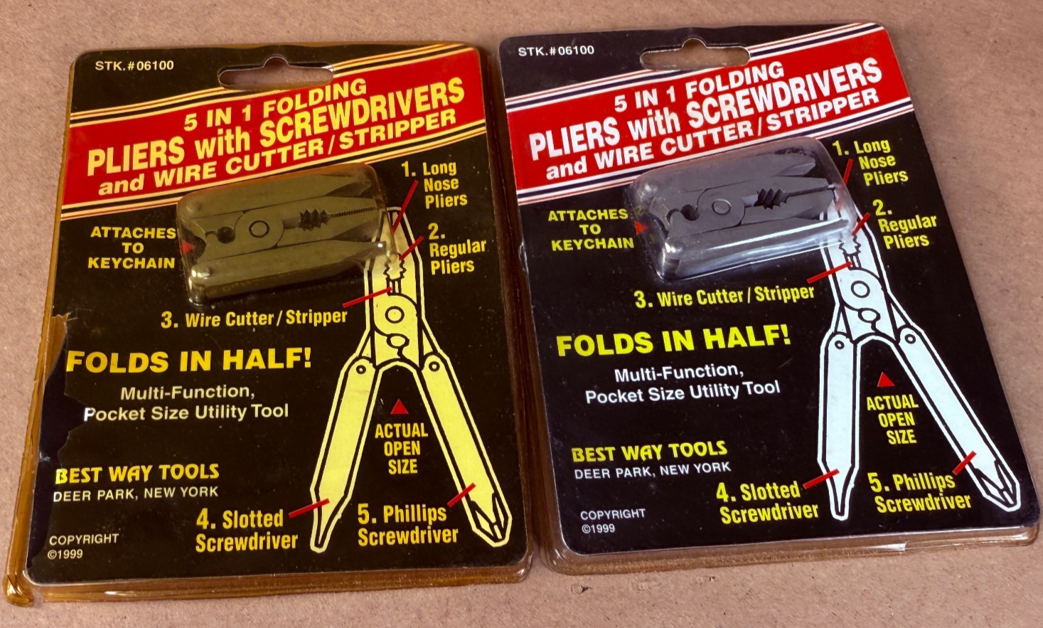 2 Pocket Multi Tool Pliers Mini Folding Key Chain 5 in 1 – Screwdriver Stripper