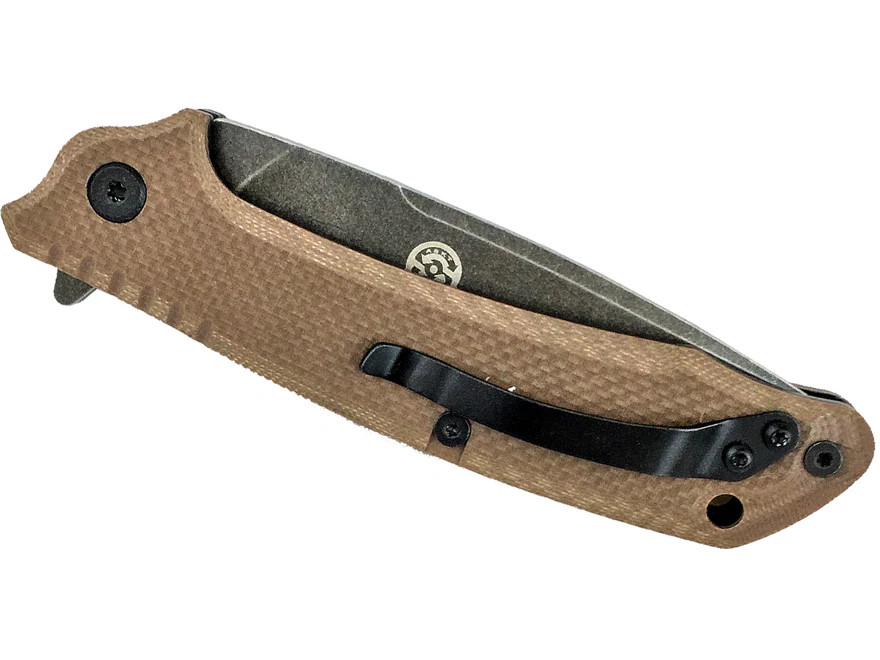 American Buffalo Knife & Tool Desert Pocket Knife 3.5″ Drop Point D2 Stonewashed