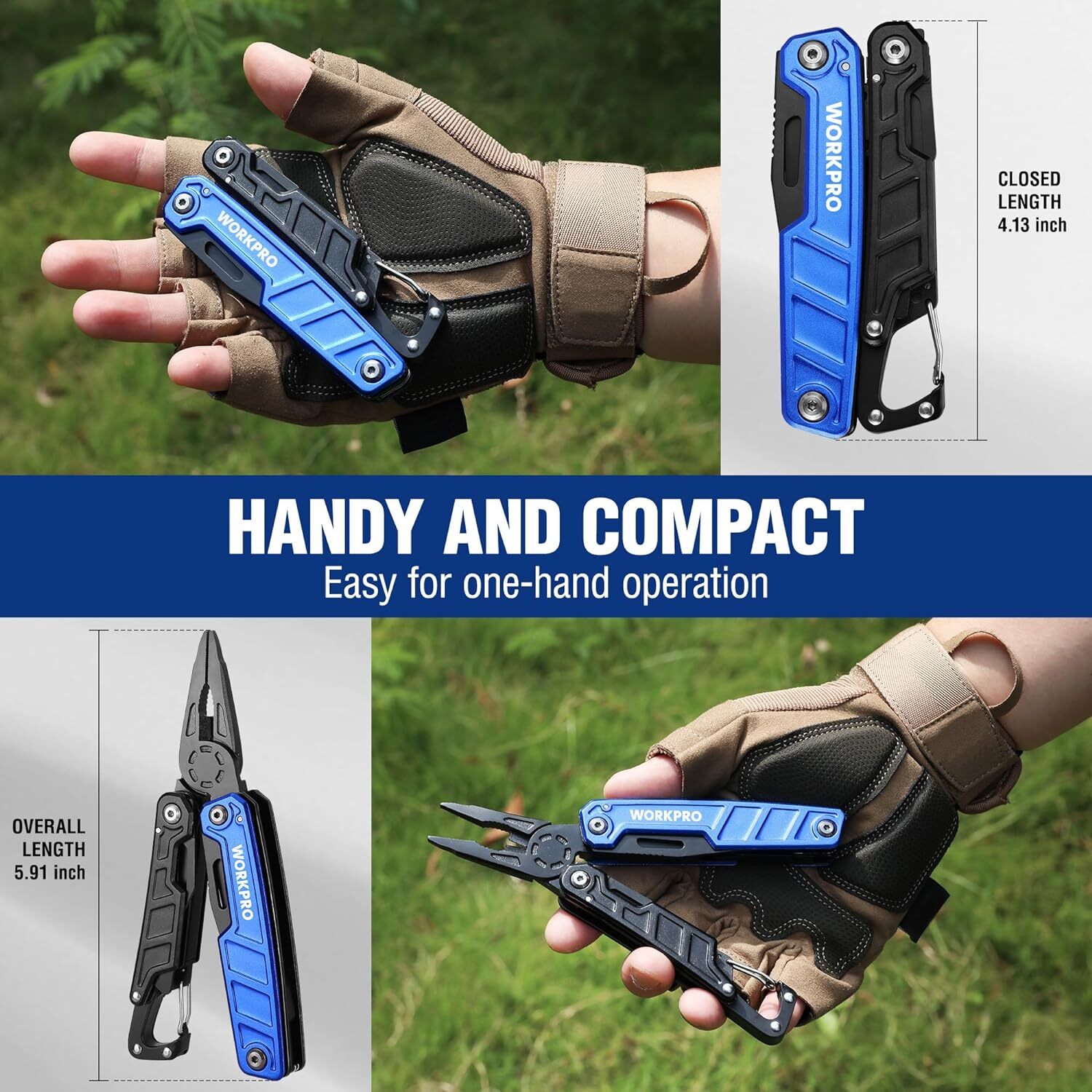 WORKPRO 11 in 1 Multitool with Pocket Clip and Sheath-EDC Safety Lock Metal NEW
