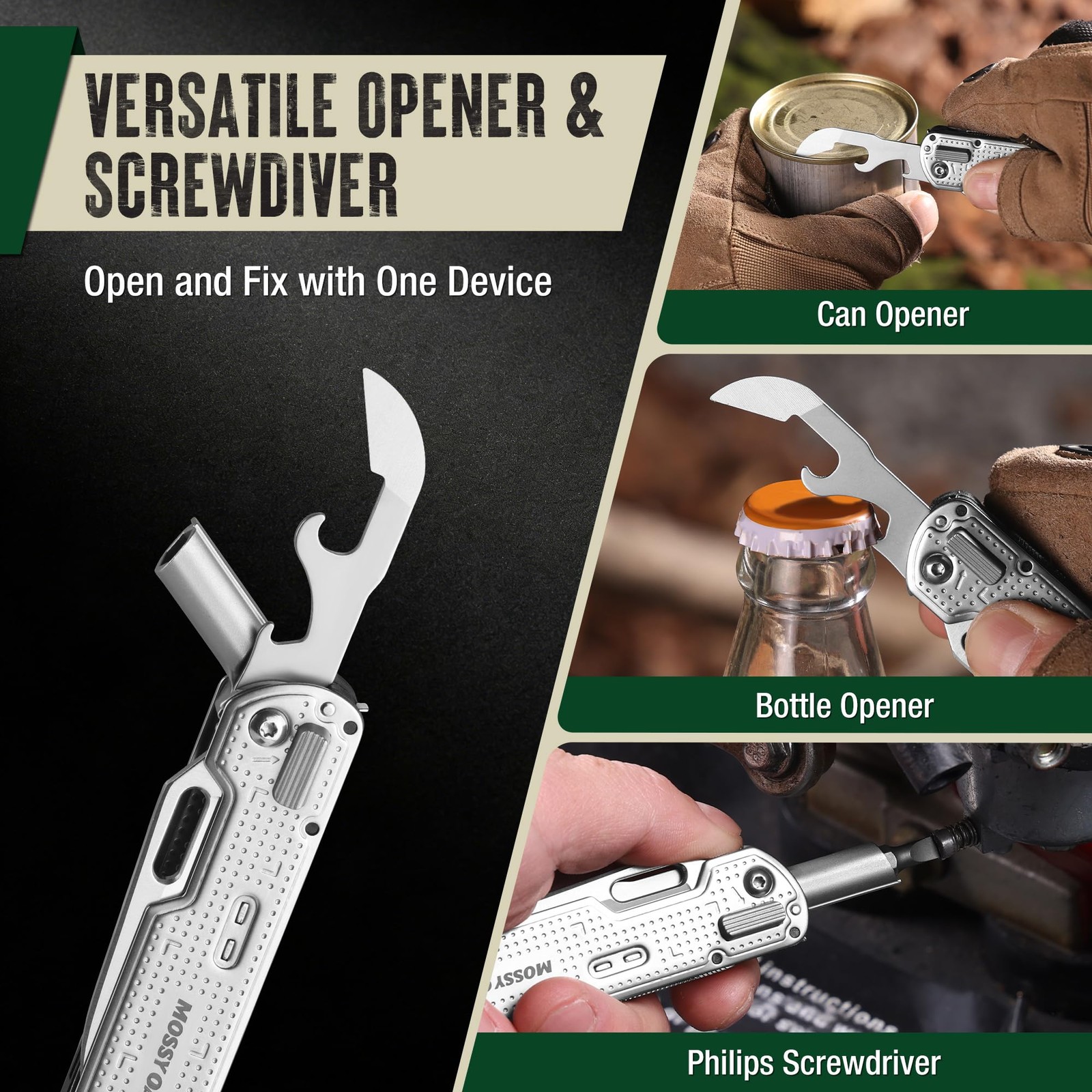 13-in-1 Multitool Pocket Knife, Razor-Sharp Stainless Steel Multitool Knife w…