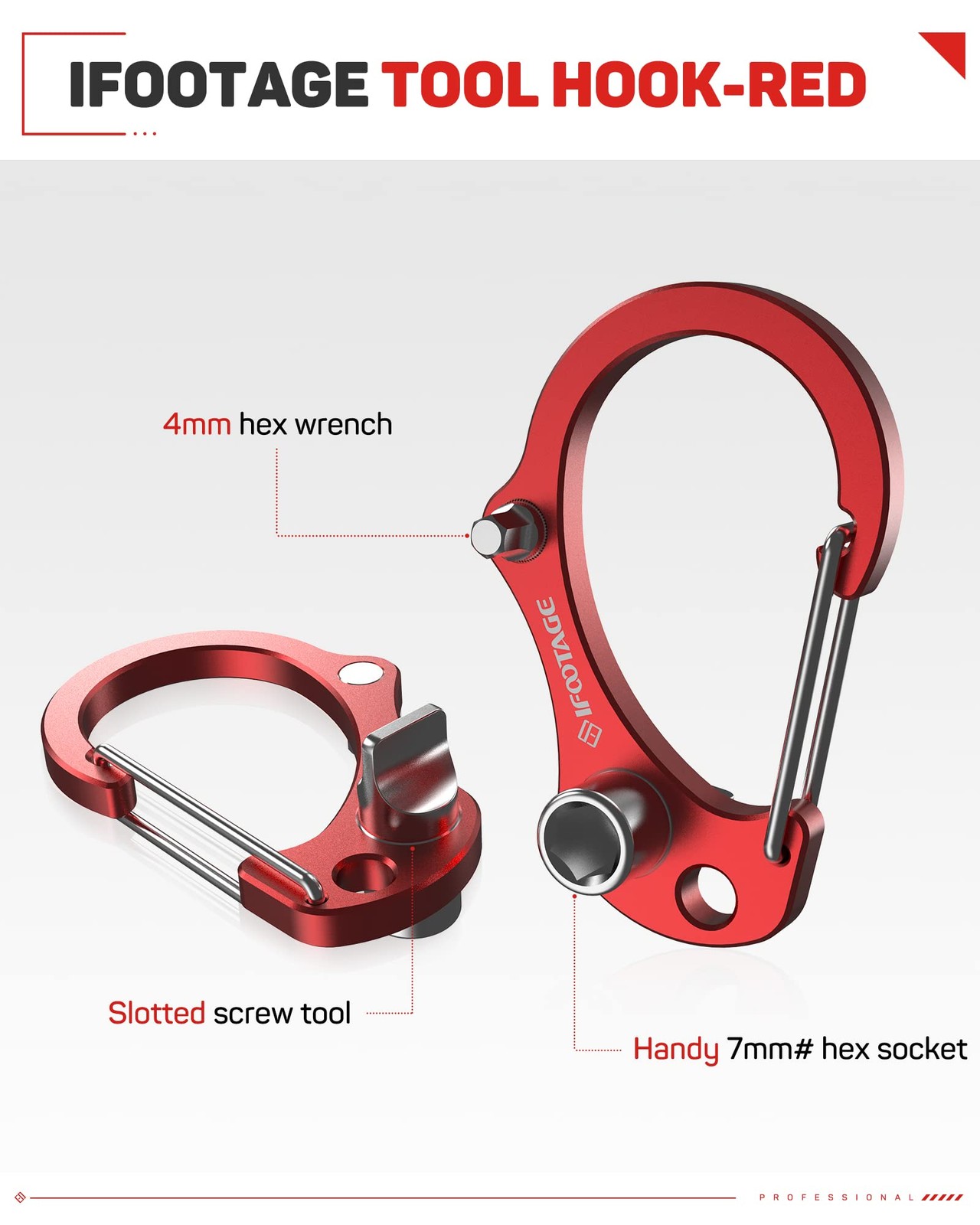 Tool Hook Red, Multifunctional 3-in-1 Camera Hex Tool with 4mm Hex Wrench, Ha…