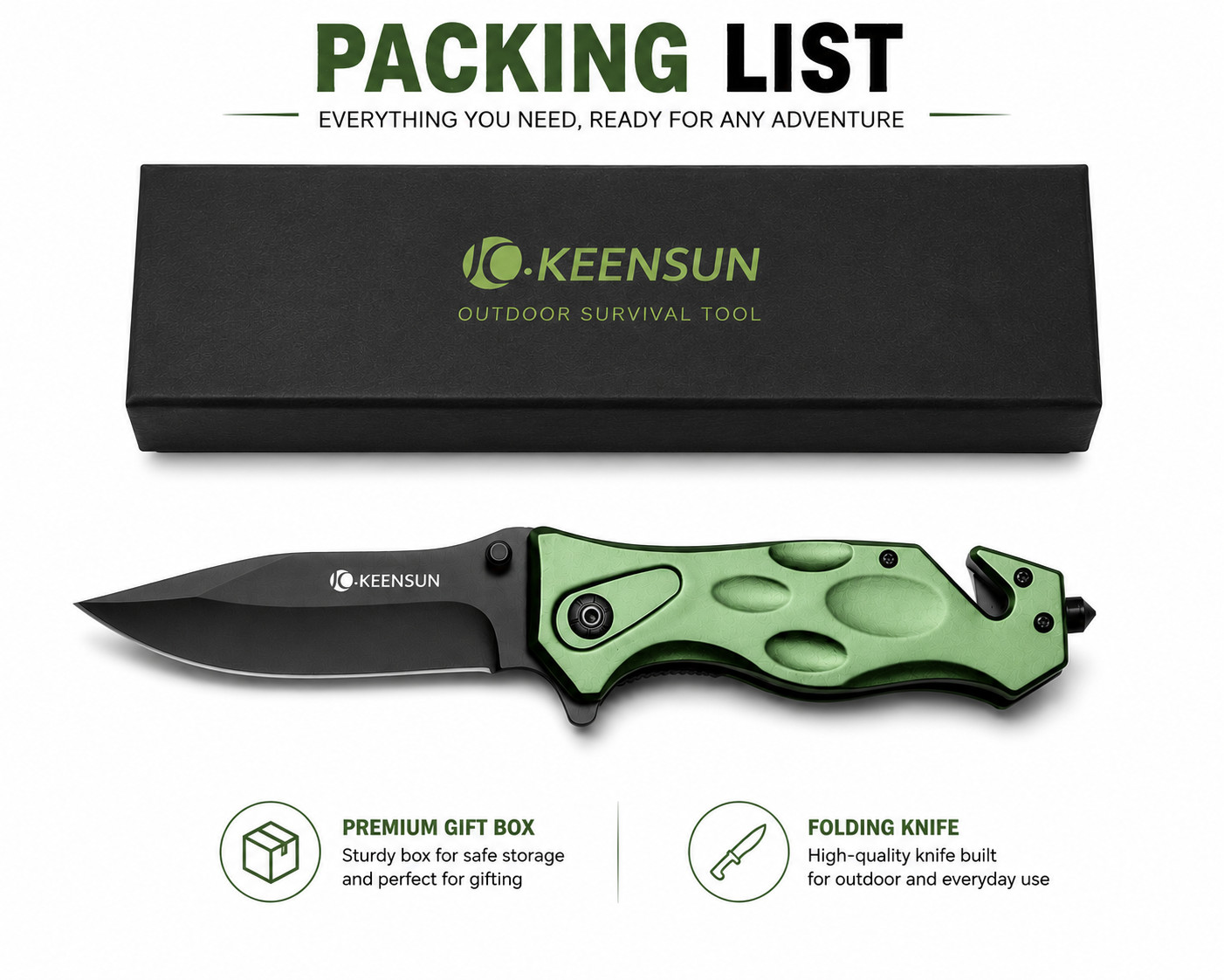 Camping Folding Pocket Knife 3Cr13 Steel Rescue Tool Glass Breaker Seatbelt Cutt