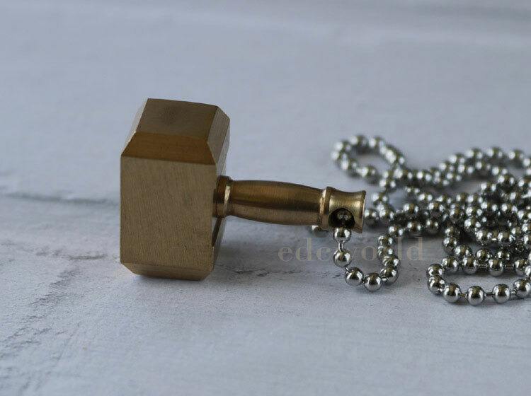 Brass Thor’s Hammer Knife Pendant Bead Keychain Necklace Knapsack Ornament EDC