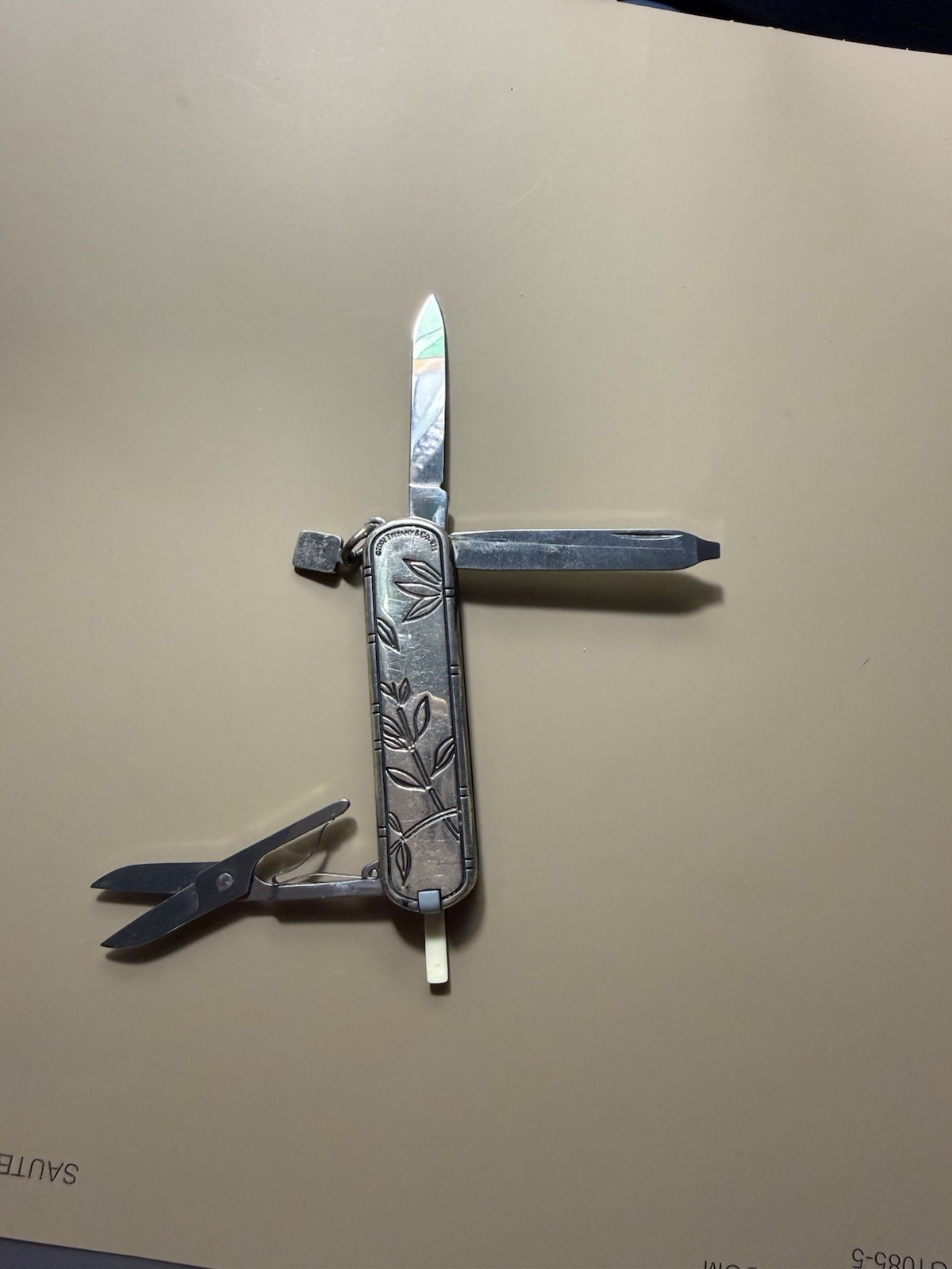 Tiffany and Co. Silver Swiss Army Knife in Bamboo Pattern