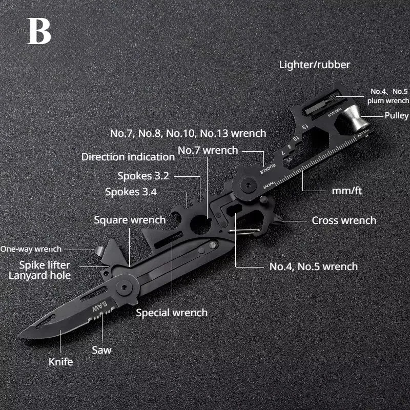 Small Survival Multitool Knife Keychain Keyring Car Escape Tool Bugout EDC Multi