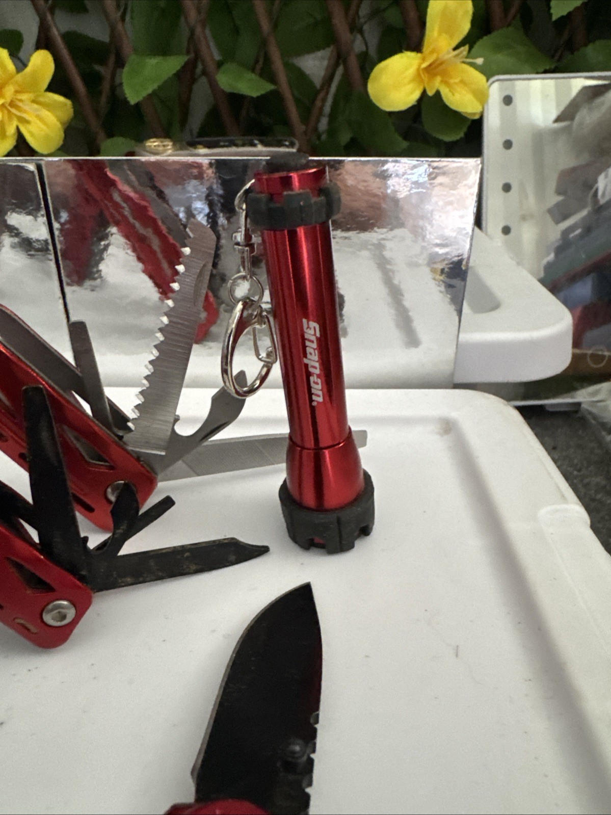 Snap On Tool Multi Tool Set. 2 Tools (reg/mini) 1 Knife And 1 Mini Flashlight