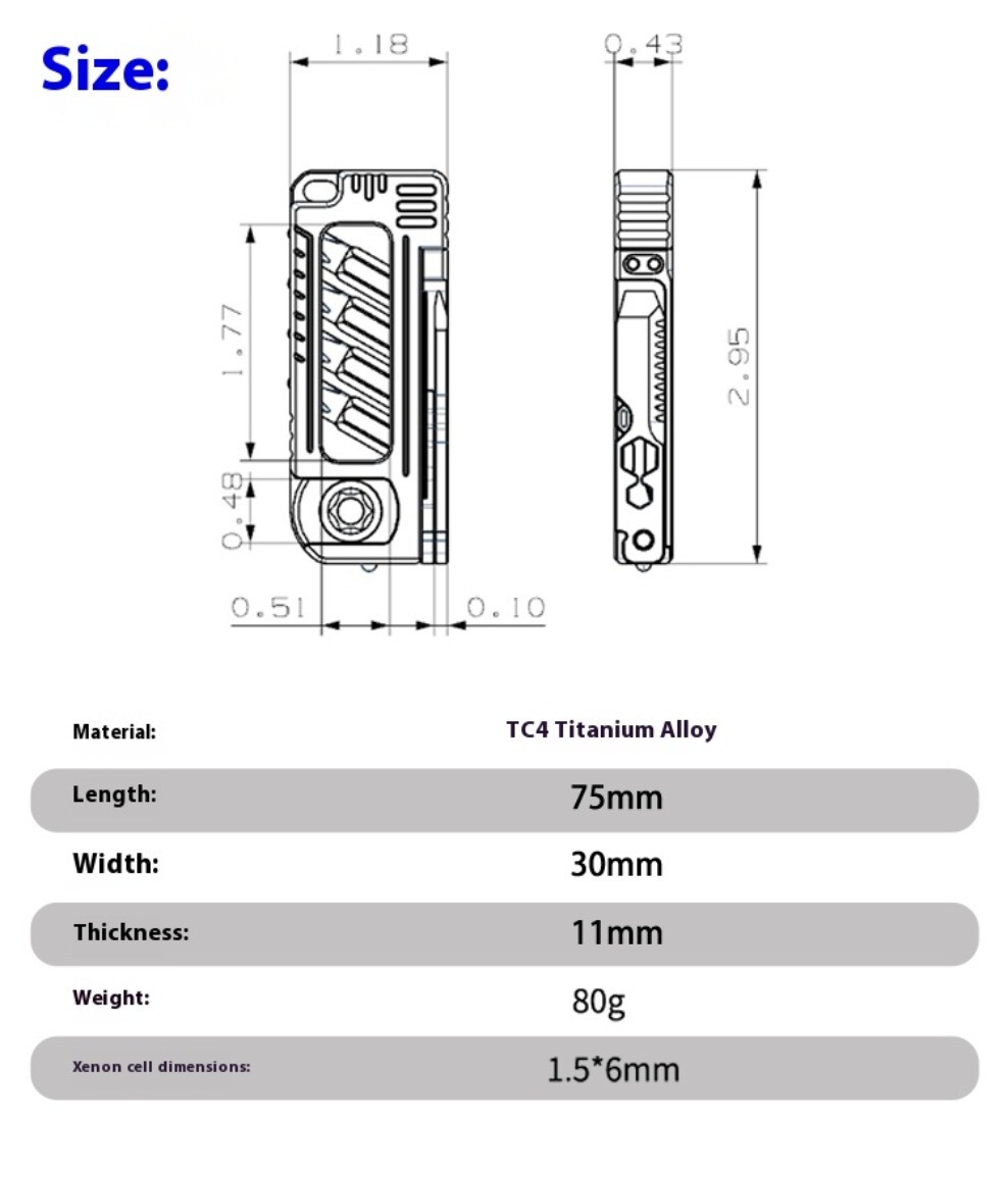 Titanium alloy Pocket EDC Tools Ratchet wrench, Screwdriver, Window breaker