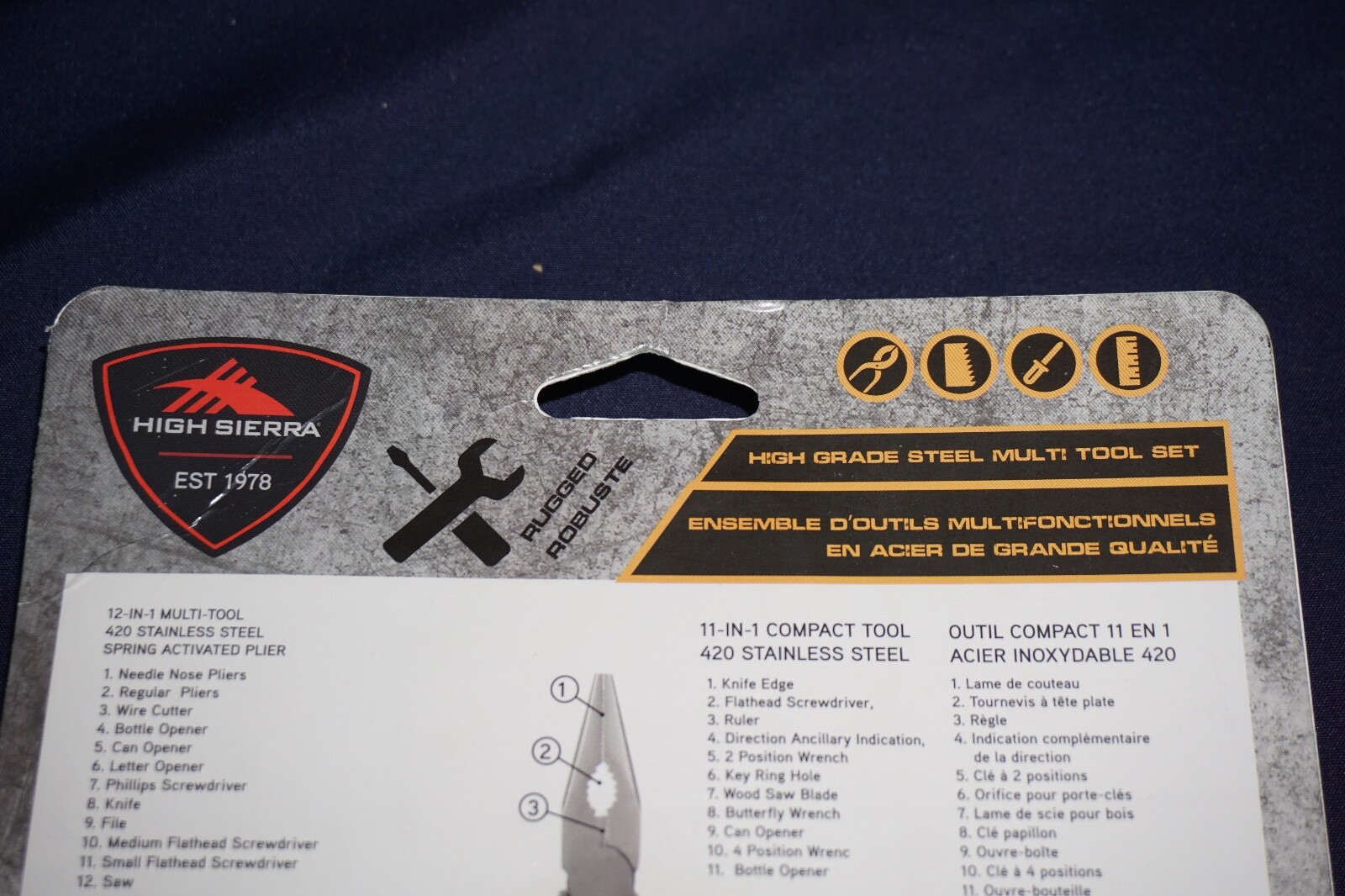 HIGH SIERRA 12-IN-1 MULTI-PLIERS TOOL + 11-IN-1 COMPACT TOOL STAINLESS STEEL