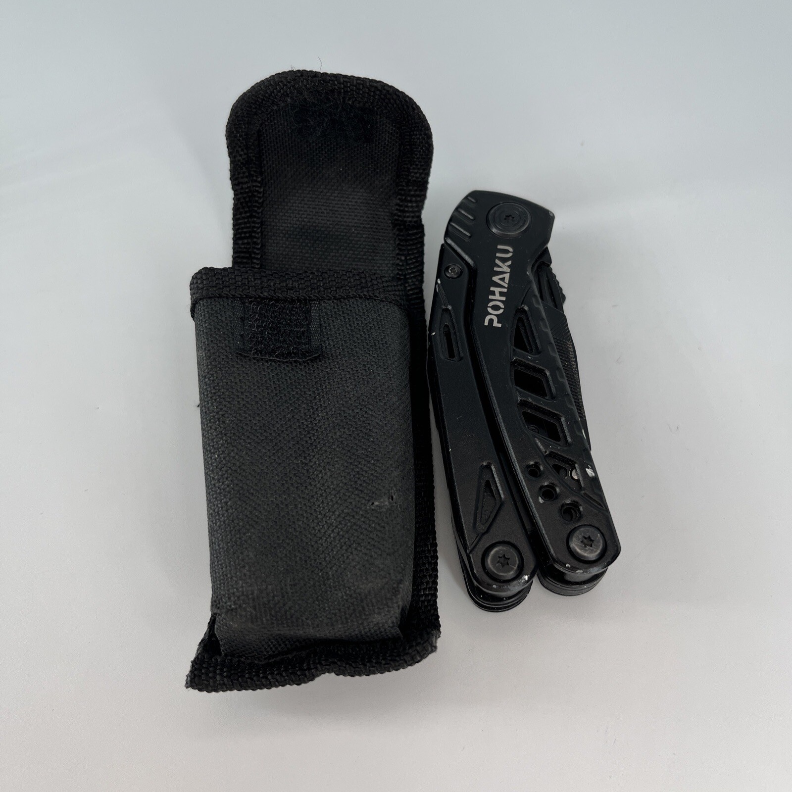 Pohaku Black Stainless Steel Multi Tool Knife, Pliers, File & More Nylon Sheath